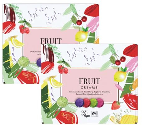 Dark Chocolate Fruit Fondant Creams 200g (2 Packs) - Dark Chocolates with Strawberry, Lemon/Lime, Black Cherry and Raspberry