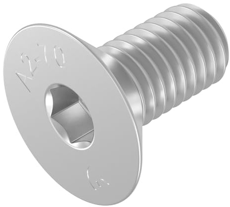 SECCARO Senkschraube M10 x 20 mm, Edelstahl V2A VA A2, DIN 7991 / ISO 10642, Innensechskant, 20 Stück