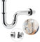 DECARETA Universal Röhrensiphon für Waschbecken & Waschtisch, Chrome Siphon 32mm Abnehmbar Röhrensiphon 1¼“ tauchrohr，Abflussgarnitur Werkzeugloser Einbau