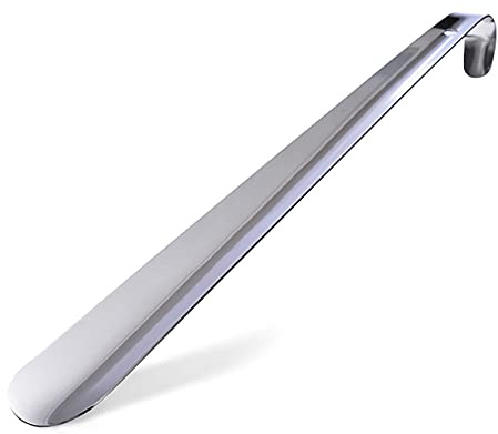 ACEBON Calzascarpe Metallo Lungo Calzante 30cm, Acciaio Inossidabile Shoe Horn con Occhiello, Facile da Usare, Calzante Lungo per Adulti, Anziani, Bambini