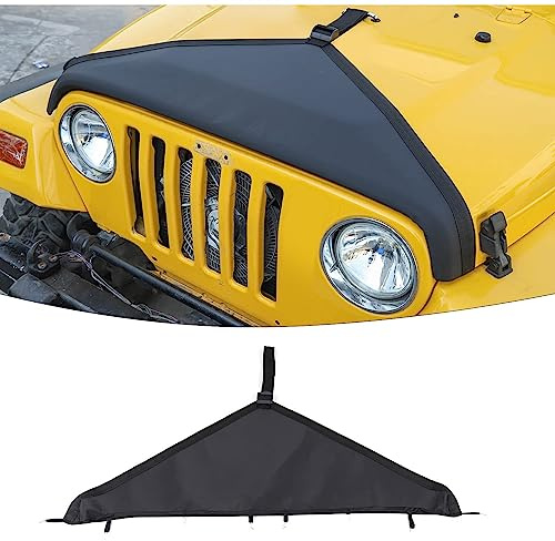 RT-TCZ for Jeep Wrangler TJ Hood Cover Exterior Accessories Engine Hood Bra Front Protector for Jeep Wrangler 1997-2006 Plain Black