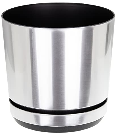 KORAD Large Indoor Plant Pots with Saucer and Drainage Holes, Round, Modern and Decorative Flowerpot for Houseplants, 6 sizes, 25 colours (26 cm - 10.2 inches Aluminium)