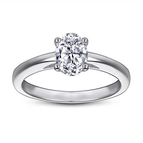KnSam Ring, Verlobungsringe Damen Solitär Oval 925 Echt Silber Trauringe Silber Hochzeitsring Silber Ringe