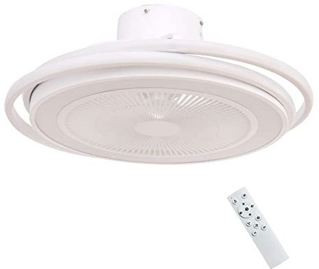 CristalRecord - Ventilador de techo con Luz LED Blanco de Aspas Invisibles y Aros Decorativos Andrea