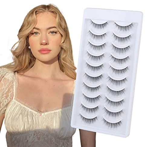 Faux Cils Naturels Court 10 Paires Vaporeux Faux Cils De Vison 3D Fake Lashes D'Aspect Naturel Parriparri Doux Fait à La Main Cils Réutilisable False Eyelashes à Porter Au Quotidien