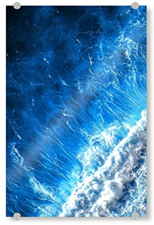artboxONE Acrylglasbild 30x20 cm Natur Hellblaues Meer Bild hinter Acrylglas - Bild tiefblauer Ozean bunt luftbild