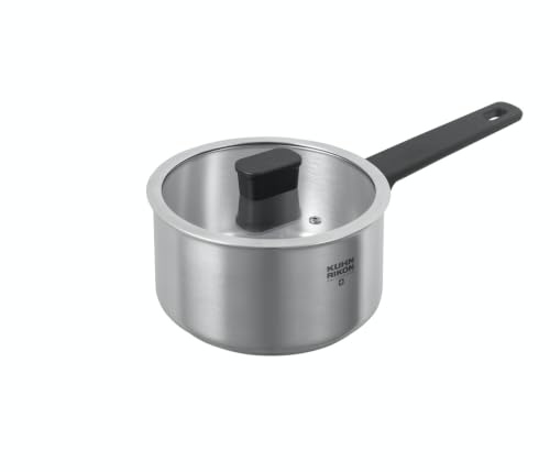 Kuhn Rikon Locarno Saucepan, 18cm/2L Oven Safe Stainless Steel Pan. Dishwasher Safe Cooking Pot with Glass Pan Lid. Saucepans for Induction Hobs - Lifetime Kuhn Rikon Cookware Guarantee
