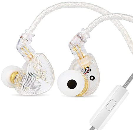 Linsoul TANGZU Wan'er S.G HiFi 10mm Driver dinamico PET Diaframma Cuffie In Ear, Cavo Staccabile da Incasso 2Pin OFC Intrecciato per Audiofili Musicista DJ(Bianco, con microfono)