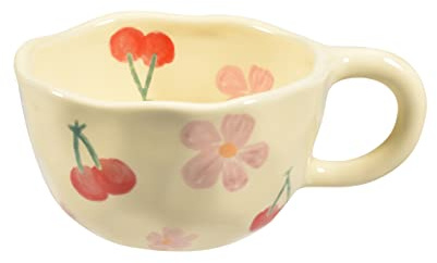 Koythin Ceramic Coffee Mug, Creative Flower Cup for Office and Home, Dishwasher and Microwave Safe, 8.5 oz/250 ml for Latte Tea Milk, Suitable for Mom on Mother's Day (Pink Cherry)