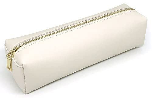 SeBeLi Tragbare PU-Federmäppchen Große Federmäppchen Kosmetik-Organizer-Tasche Schreibwaren für Schule & Büro Teen Geschenk (weiß)