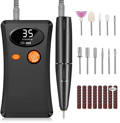 Elektrische Nagelfräser 35000 U/min, Urbuti 11 in 1 Professionell Maniküre set, USB Aufladbare Elektrische Nagelfeile mit Nagel bits für gelnägel Nagellack (Schwarz)