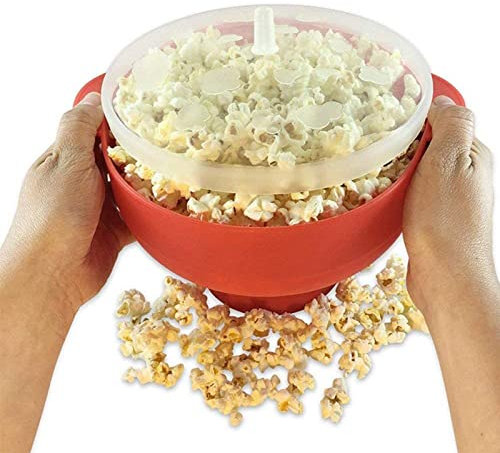 Máquina de Palomitas de maíz, Palomitas de maíz para microondas, Recipiente de Palomitas de maíz de Aire Caliente para microondas de Silicona Plegable con Tapa y asa, Resistencia r