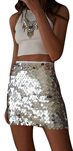 Glitzer-Pailletten-Rock für Damen, sexy, figurbetont, Pailletten-Club-Rock, Partyrock, Clubrock, Streetwear