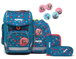 ergobag Cubo Set Mochila Escolar ergonómica clásica, Set de 5 Piezas para Primer Curso de Primaria Osolegance - Petróleo