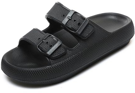 Waysoland Molntofflor kvinnor män sandaler med justerbara spännen, dusch badrum halkfria snabbtorkande öppen tå supermjuka bekväma tjocka sultofflor inomhus utomhusskor