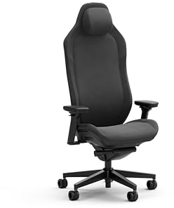 Fractal Design Refine Fabric Dark Gaming Chair – Ergonomisk Gamingstol med 4D Justerbar Armstöd - Mjukt, skumvadderat säte - flexibel svankkudde
