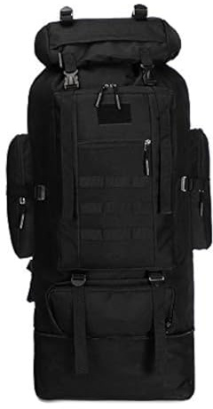 Qiantull Wanderrucksack 100L Groß Kapazität Trekkingrucksack Outdoor Universal Rucksack Camping Sport Reise Daypack Reiserucksack für Herren Damen Schwarz 100L