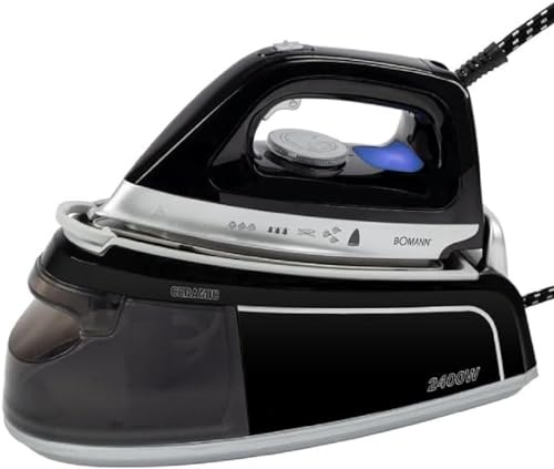 Centro de planchado a vapor Bomann® con plancha de vapor | 3,5 bar | plancha de vapor con suela Superglide y depósito de agua de 1,2L| 80 min. de autonomía | 2400W | con sistema antigoteo| DBS 6034 CB