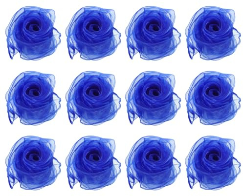 PATIKIL Jongliertücher, Chiffontücher für Tanzen 12 Stück Bunte Tücher 60x60cm Quadratische Seidentücher für Spiel Magie Musik Tanzen Party Aktivitäten Zubehör Dekoration, Blau