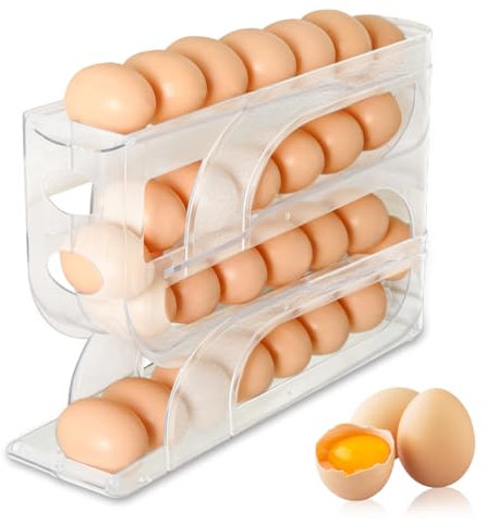 Eier Aufbewahrung Kühlschrank, Automatisch Rollend Kühlschrank Organizer Eier, Eierspender Kühlschrank Hält 30 Große Eier, Eieraufbewahrungsboxen für Kühlschrankaufbewahrung (C)