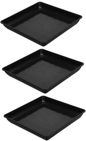 CAXUSD Lot De 3 Soucoupes pour Plantes en Plastique PP Noir 350 ML, Plateaux Rectangulaires pour Pots De Fleurs D’intérieur Et Balcon, Bac à Eau Solide Et Stable pour Récupération D’excès D’arrosage