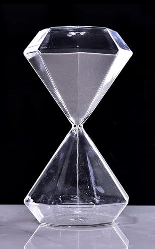 YeGang Reloj de arena tradicional de 5/15/30 minutos – Temporizador de arena en forma de diamante, reloj de arena transparente, decoración colorida para el hogar, oficina, estante de escritorio,