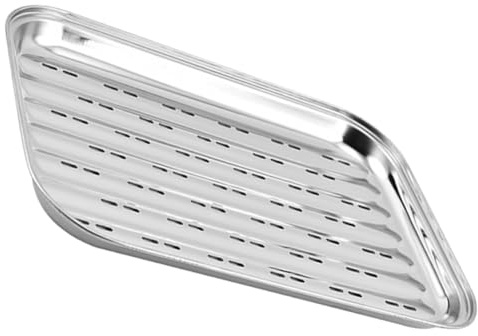 SHOWERORO Edelstahl Rechteckiger Bräter mit Löchern Poliertes Design Geeignet zum Dämpfen und Servieren von Speisen in Küche und Restaurant