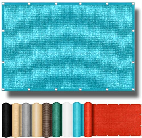 Voile Ombrage Toile Respirant 400 x 500 cm, Protection Solaire Hdpe, Respirant, Perméable, Voile d'ombrage Rectangulaire Toile, Filet Dombrage Rectangle, pour Terrasse, Balcon, Bleu Ciel