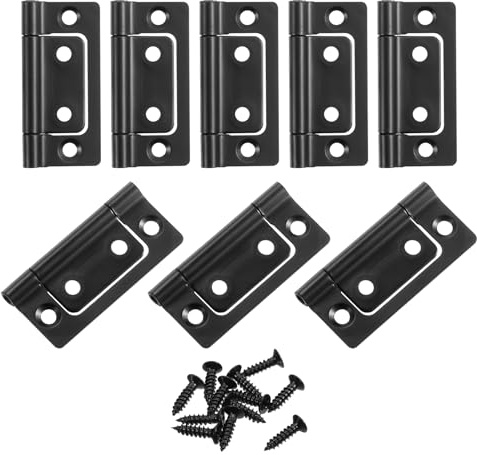 sourcing map 8Pcs 2x1 Inch Door Hinges Non-Mortise No Noise Bifold Door Hinges Plating for Cabinet Furniture Window Wardrobe with Screws, Dark