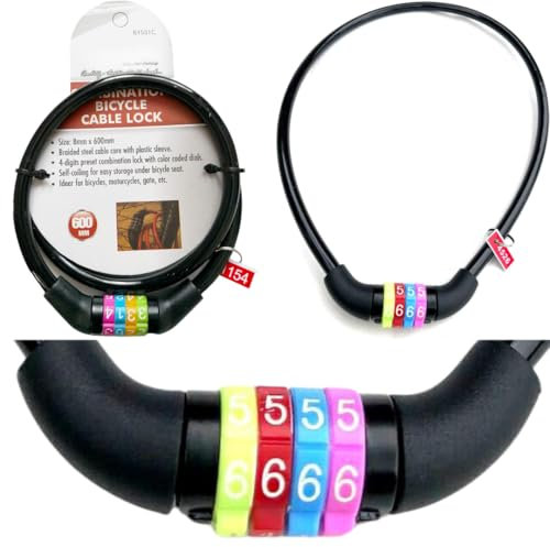 Citystores® Heavy-Duty Combination Steel Black Bike Lock for BMX, Mountain Bikes & E-Scooters, 4-Digit Anti-Theft Code Lock