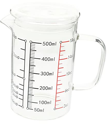 Cabilock Taza Medidora De Vidrio Tapa Vaso Medidor Para Repostería Apto Para Leche y Café Vaso Graduado Para Uso Doméstico