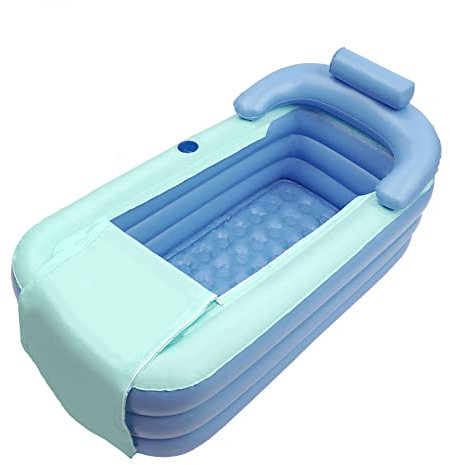 Aufblasbare Badewanne, Faltbare Badewanne für Erwachsene, Blau Freistehende PVC Pool für Home Dusche, Kann als Dusche Heißes Bad Eisbad, 160x84x64cm