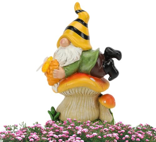 Nain de Jardin Lumineux – Décoration de Jardin Solaire | Figurine de Nain de Jardin Lumineux sur Le thème de l'hiver – Sculpture de Nain de Jardin à énergie Solaire pour terrasse