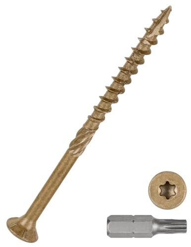 DTGN #10x3 Deck Screws - 50Pack - Good for Decks, Fences, Frames, Farms, Outdoor Furniture - Carbon Steel Wood Screws Decking Screws Epoxy Coated W/ T25 Torx Star Drive Bit - Tan