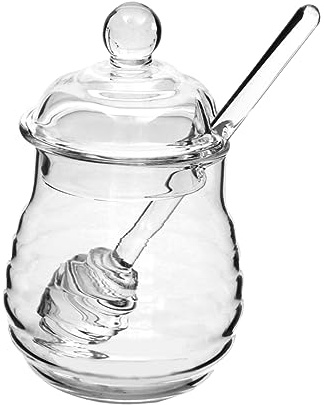 Lot de 2 Set de Pots de Miel en Verre 250ml avec Cuillère et Couvercle
