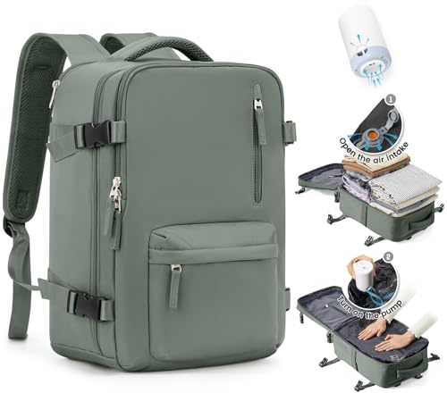 SZLX Mochila De Vacío Equipaje De Mano Mujeres, Mochila Airbag Con Sistema De Vacío Para Viajes, Ryanair Mochila De Viaje Tamaño Cabina Con Bomba Impermeable Maleta De Vacío Para Hombres