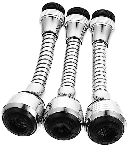 Buse de Pulvérisation de Robinet Rotative 360° Argenté Abs 3 Pièces | Jet Puissant, pour Évier Cuisine et Bac de Lavage, Tête Orientable Pratique