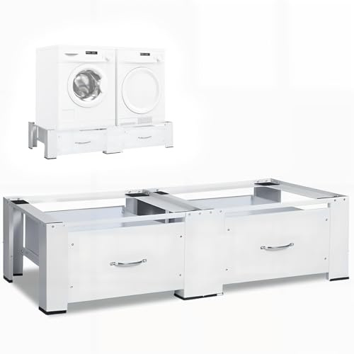 Washing Machine Base Frame with Drawer, Pedestal Riser for Washer and Dryer, Durable Design, Ideal for Laundry Room Organization