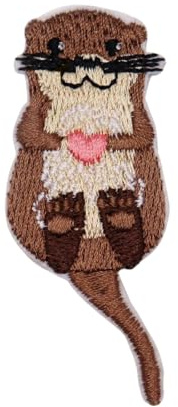 5 Stück Otter Aufnäher Bügelbild Applikation Patch/Natur Tier/Otter/Dekorativer/DIY Stickerei/Bestickte Applikation/Süßer Aufnäher/Tierliebhaber Geschenk
