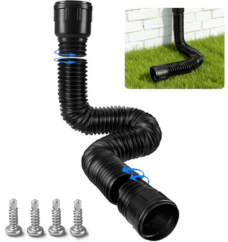 Tubo de ExtensióN Para DesagüEs Flexible Para Canalones y Bajantes Compatible Con Canalones de Pvc Para Lluvia en Tejados Ideal Para Sistemas de Drenaje De Agua Lluvia y Canalones de Aluminio