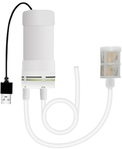 Nzkeuf Mini Bomba de Agua Eléctrica, 5V Bomba de Vacío Autocebante por USB con Tubo de 6mm, para Bombeo en Acuarios de Jardín en Casa, Caudal 4L/min(1 Metro)
