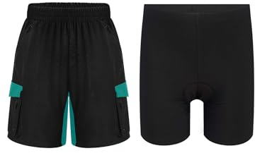 Eandarui Barn, pojkar, cykelbyxor, 3D, vadderade cykelshorts, hög midja, sport, shorts, korta byxor, leggings, elastiska löparshorts, andas, svart, 122-128