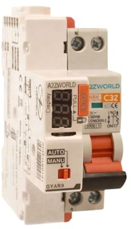 Interruttore Magnetotermico Con Riarmo Automatico, Curva C 32A, 1P+N 6kA, Solo 2 Moduli DIN 220V AC, 3 Tentativi (10s/60s/300s)