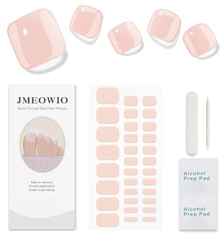 JMEOWIO Solid Color Semi Cured Gel Strips Wraps Toenail Art Sticker