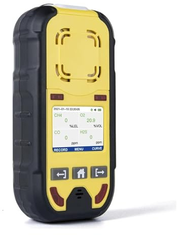Detector de Gas Tipo Bomba O2 H2S CO LEL 4 en 1 con vibración, alarmas visuales y audibles, Detector de Fugas múltiples for el Trabajo y el hogar Interior/Exterior(Without Pump)
