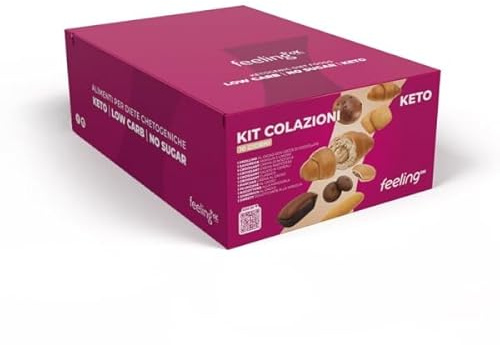 FEELING OK KIT COLAZIONE KETO - kit con 10 porzioni e una bustina di dolcificante Sweety, ideali per la Colazione Chetogenica, a basso contenuto di Carbo e Zuccheri.
