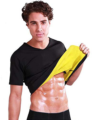 Eacam Sauna Sweat Shirt Workout Sauna Suit Neoprene Sweatshirt Men Neoprene Compression Shirt with Short Sleeve for Weight Loss Training Body Shaper (M)