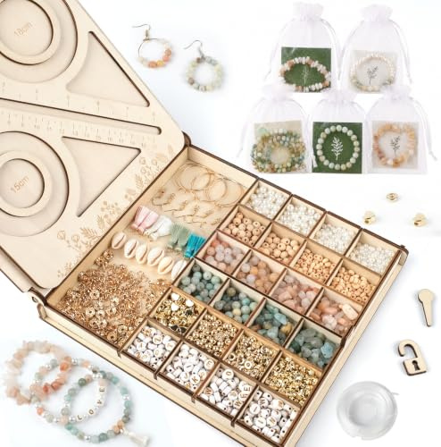 Amazonit Perlen für Armbänder & Schmuck, Edelsteinperlen Kit– Set zum Armbänder selber machen, natürliche Perlen zum Auffädeln, DIY Halskette Ohrringe, Geschenk für Frauen, Anfänger & Kreative