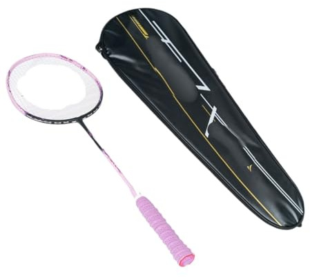CaFfen Badminton Set Racchetta da Badminton bilanciata in Fibra di Carbonio, Peso predefinito 24 libbre, 2 Colori Disponibili, Adatta ai Principianti(1PCS Pink Bagged)