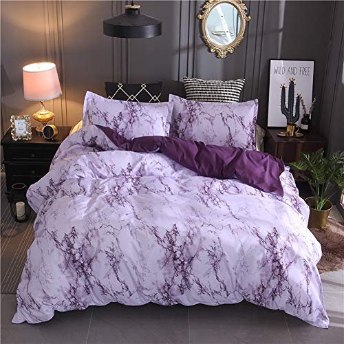 Lanqinglv - Ropa de Cama con Cremallera, diseño de mármol, 2 Piezas, Microfibra, Funda nórdica con Funda de Almohada, Microfibra, Morado, 150x200cm(59x78.74)